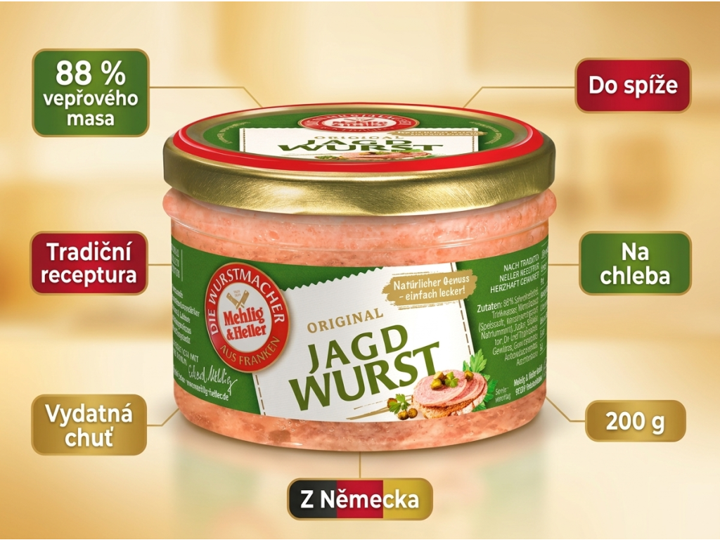 Mehlig & Heller Maminčin lovecký salám ve skle 200 g - hlavní výhody