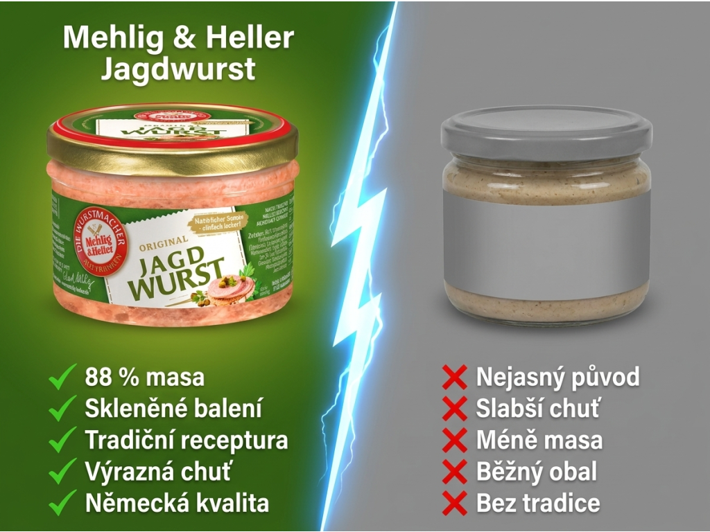 Mehlig & Heller Maminčin lovecký salám ve skle 200 g - srovnání s běžnou nabídkou