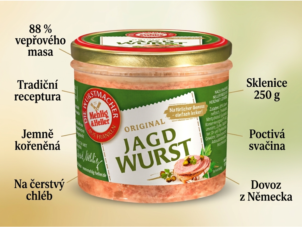 Mehlig & Heller originální lovecká uzenina ve skle 250 g - benefity
