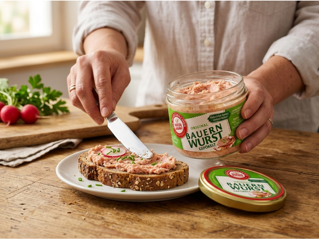 Mehlig & Heller selská klobásová specialita ve skle 200 g - použití na pečivo