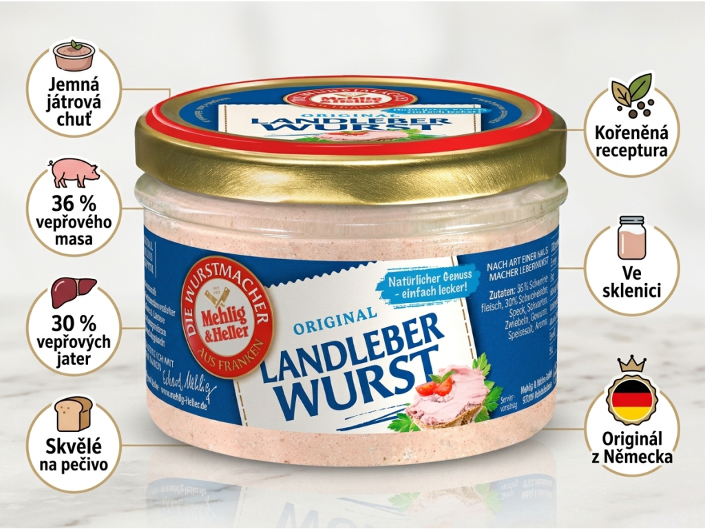 Mehlig & Heller venkovská játrová pomazánka 200 g - hlavní výhody