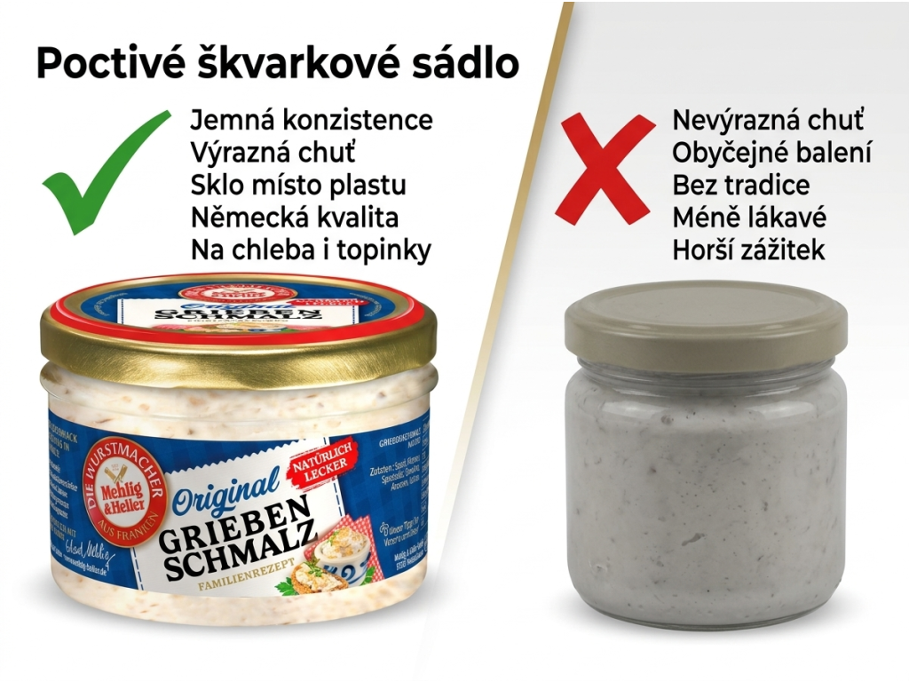 Mehlig & Heller přírodní škvarkové sádlo ve skle 160 g - srovnání