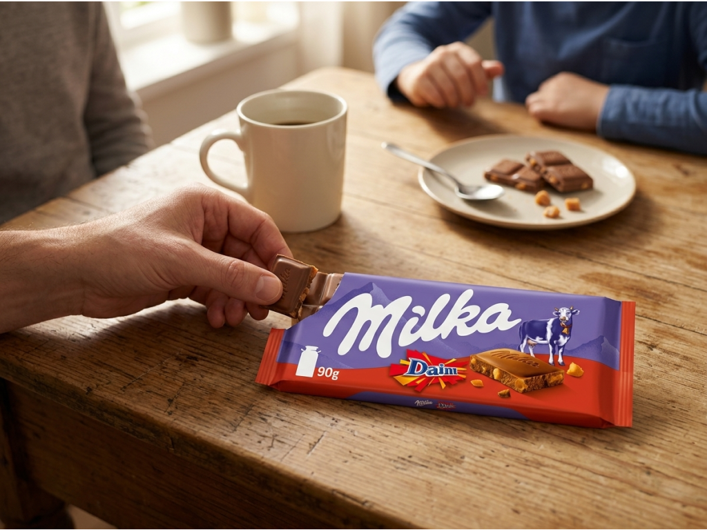 Milka Daim 90 g při servírování