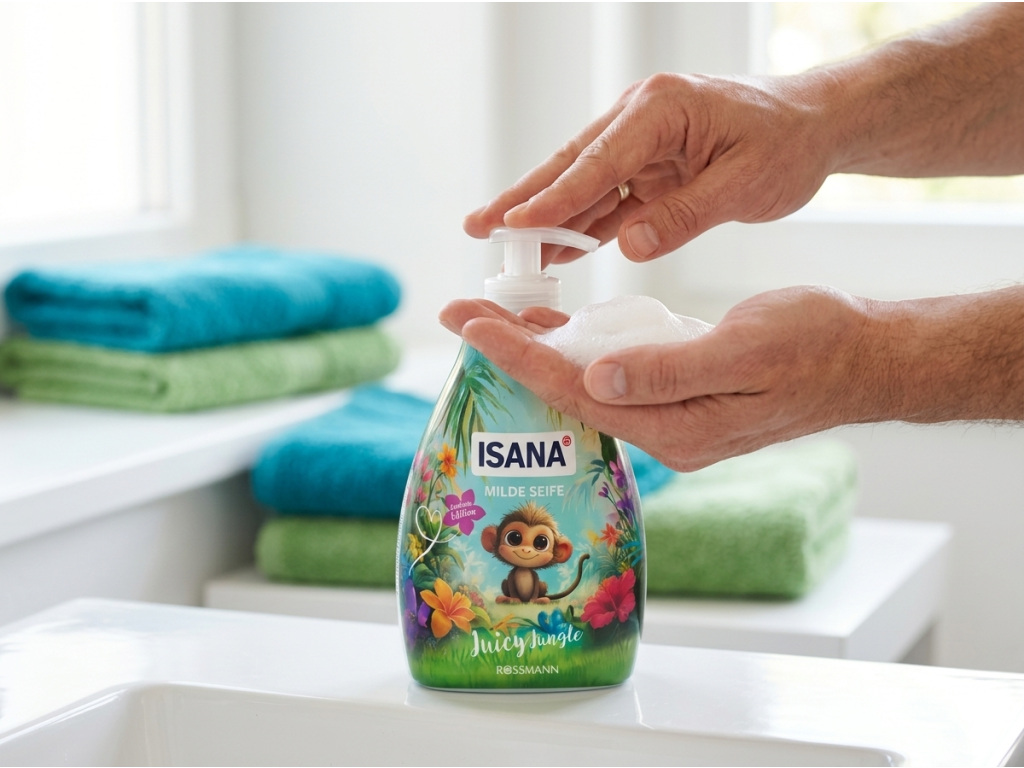Isana jemné tekuté mýdlo Juicy Jungle 500 ml - použití při mytí rukou