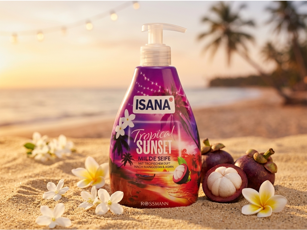 Isana tekuté mýdlo Tropical Sunset s vůní mangostanu a jasmínu 500 ml - tropická vůně