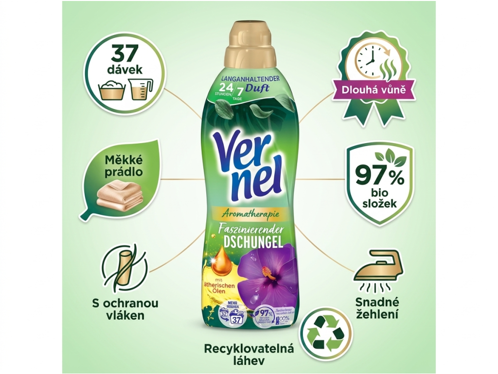 Vernel Aromaterapie Fascinující džungle aviváž 37 dávek, 814 ml - hlavní benefity