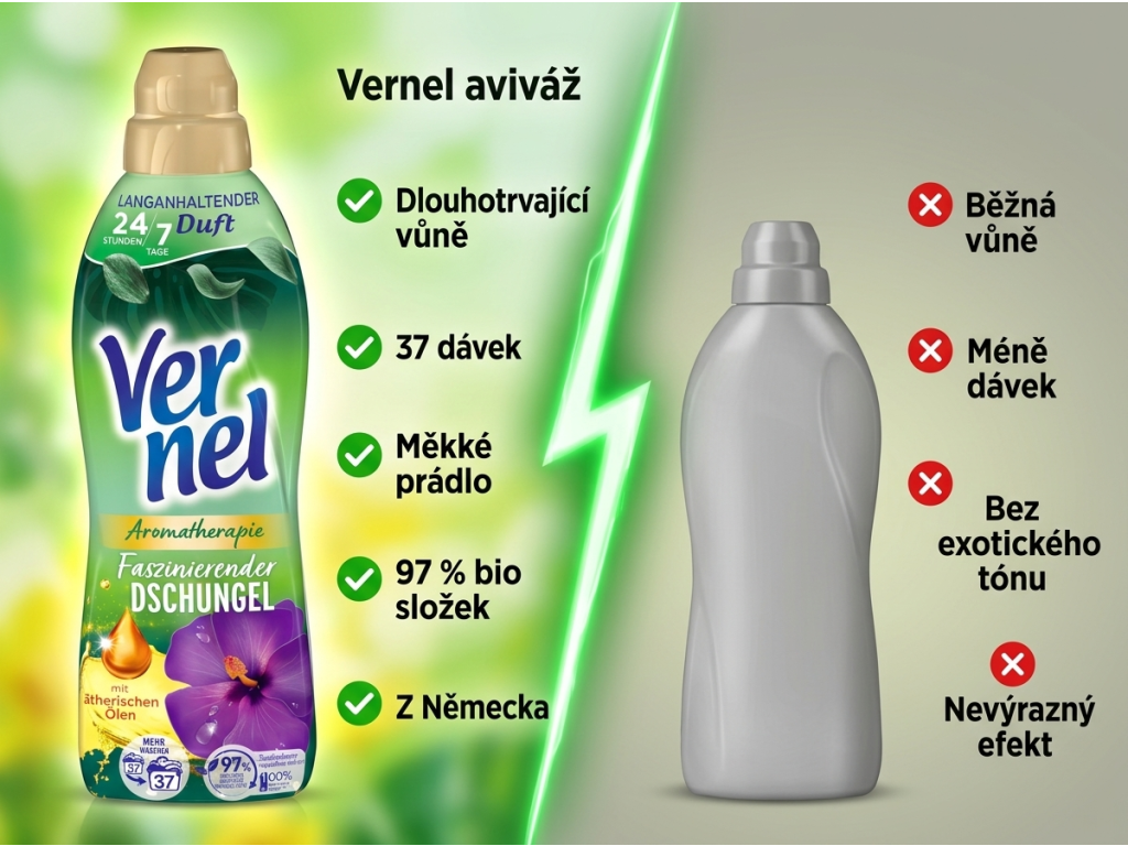 Vernel Aromaterapie Fascinující džungle aviváž 37 dávek, 814 ml - srovnání s běžnou aviváží
