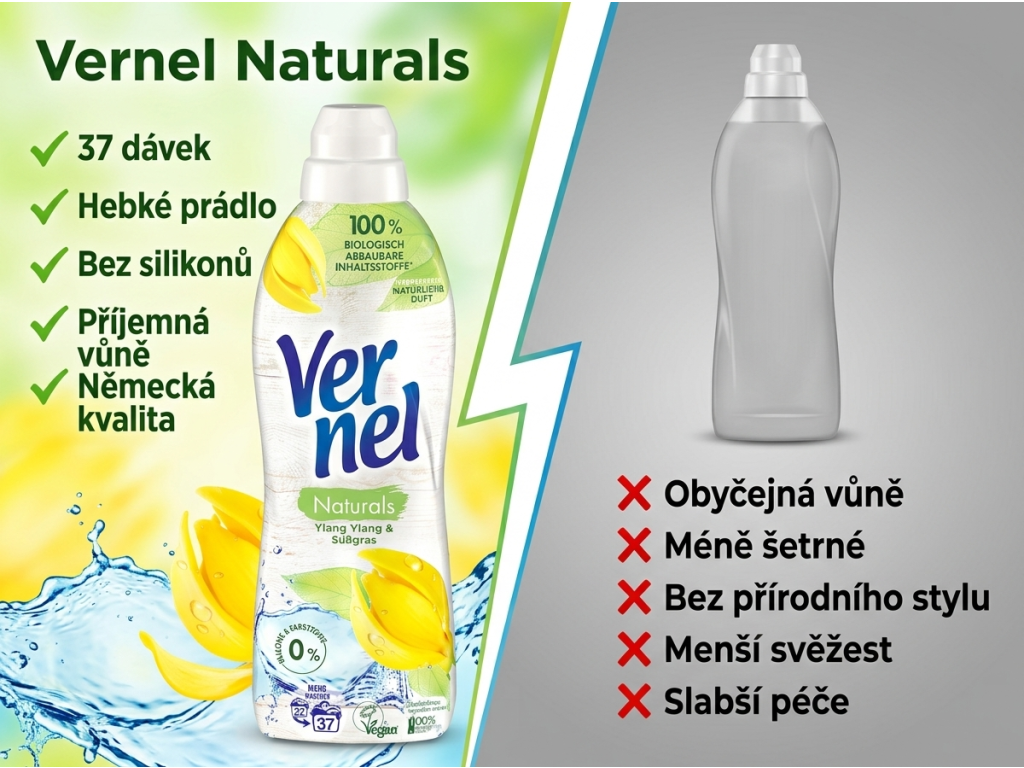 Vernel Naturals Ylang Ylang a sladká tráva aviváž 37 dávek 814 ml - srovnání