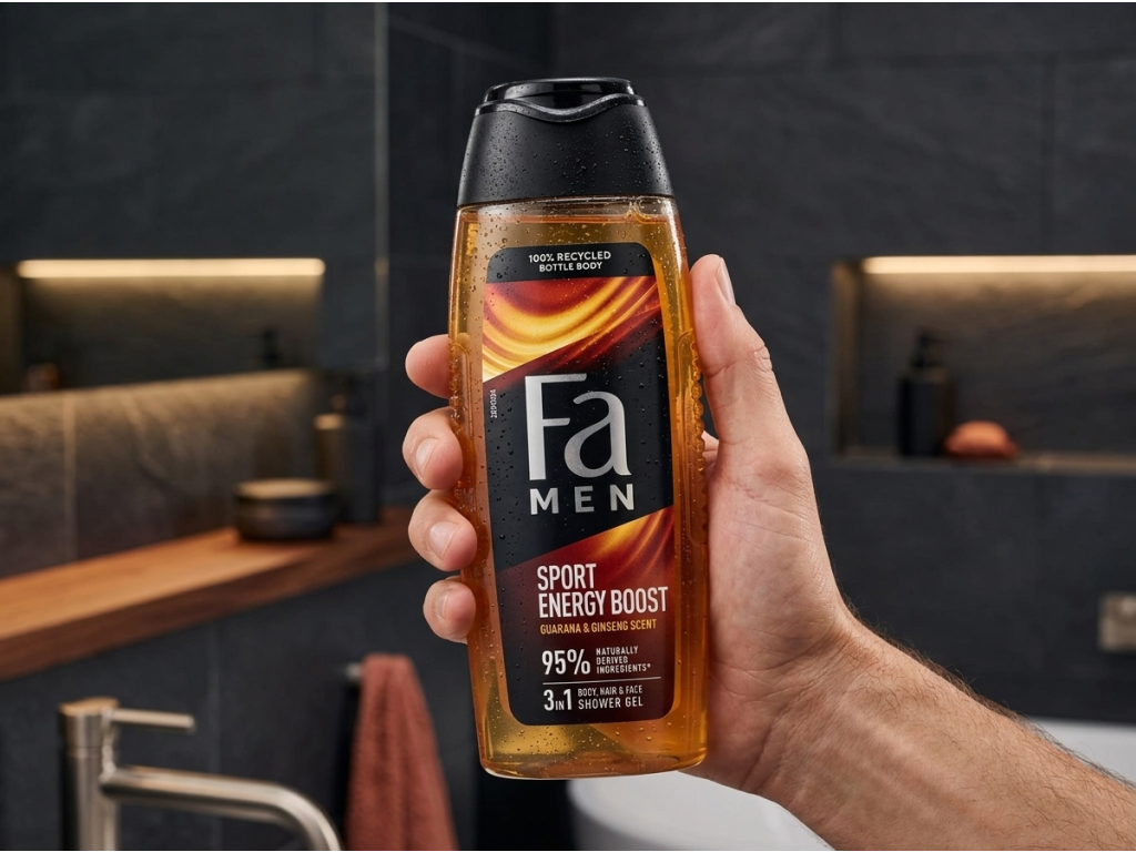 Fa Men sprchový gel Sport Energy Boost 3v1 250 ml - balení v ruce