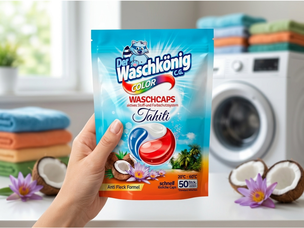 WaschKönig Tahiti Color kapsle na praní na barevné prádlo 50 ks - balení v ruce
