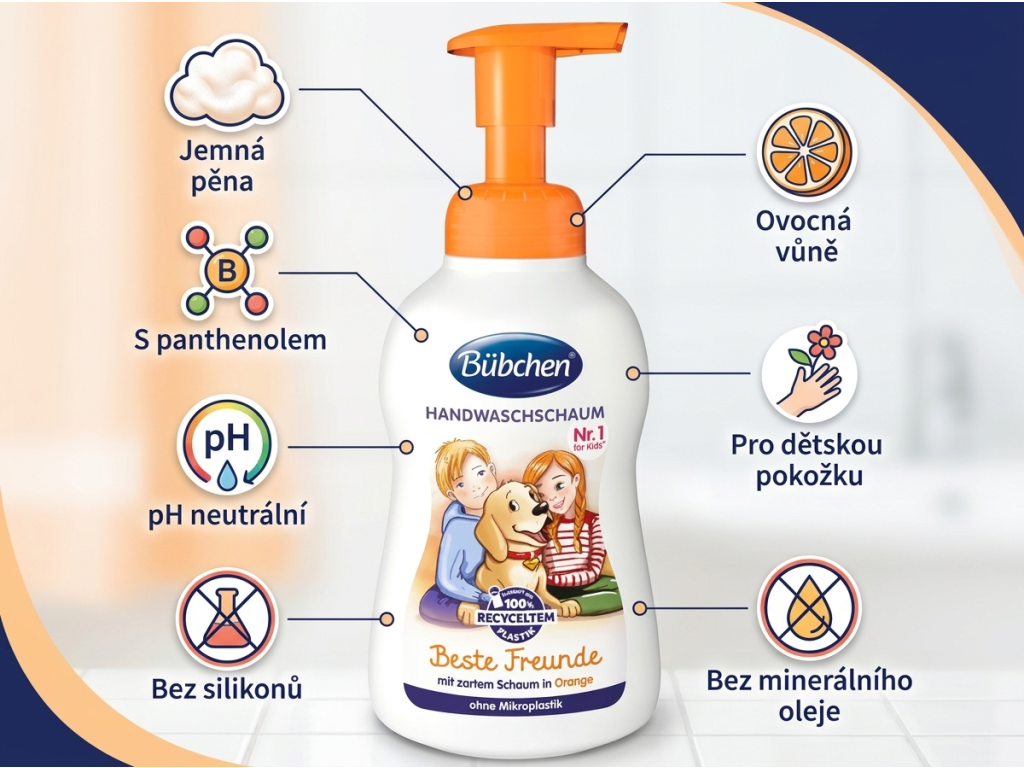 Bübchen dětská pěna na mytí rukou Nejlepší kamarád 300 ml - infografika