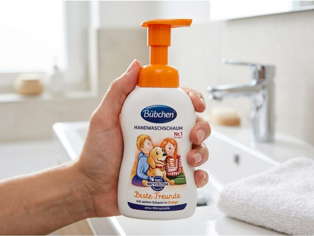 Bübchen dětská pěna na mytí rukou Nejlepší kamarád 300 ml - prezentace v ruce