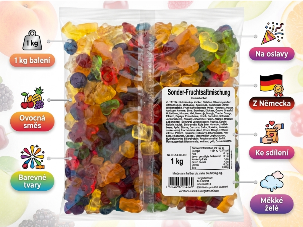 Trolli ovocná želé směs 1 kg - infografika