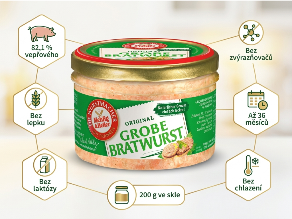Mehlig & Heller hrubá klobásová pomazánka ve skle 200 g - benefity a vlastnosti