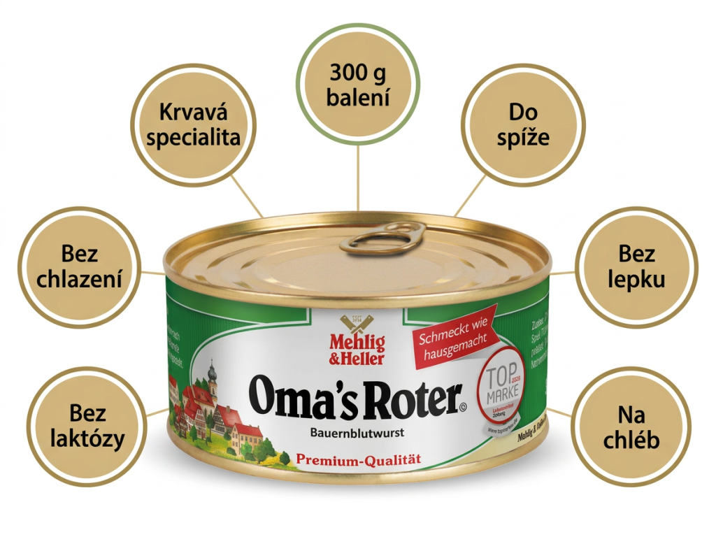 Mehlig & Heller Oma's Roter krvavá masová pomazánka v konzervě 300 g - benefity