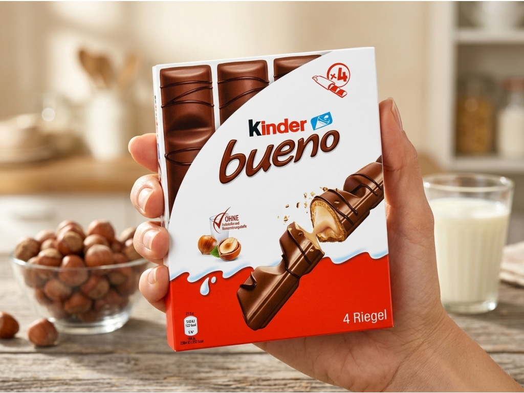 Kinder Bueno 4 ks, 86 g - balení v ruce