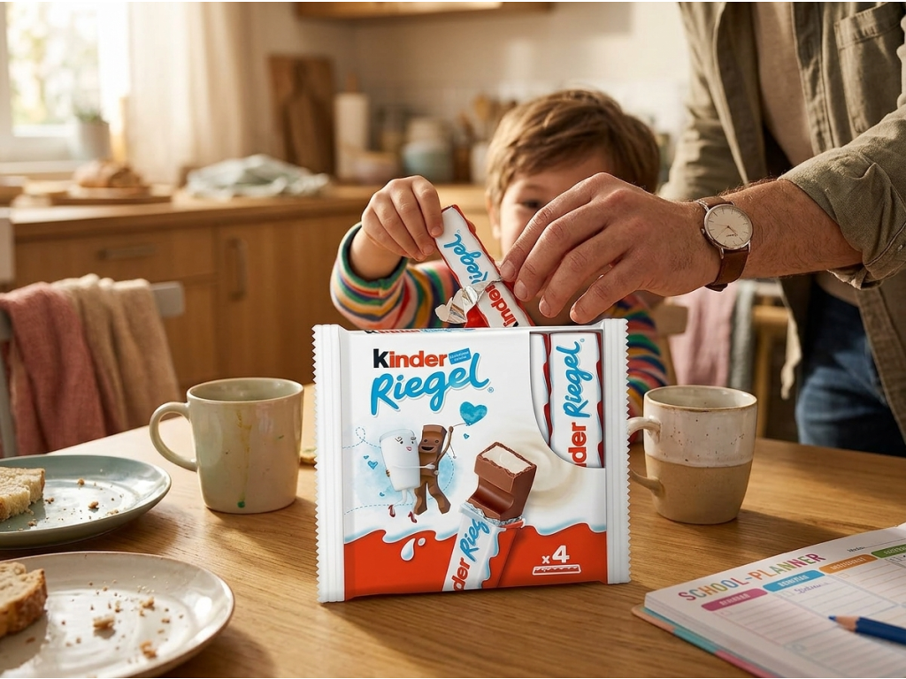 Kinder Riegel mléčné čokoládové tyčinky 4 ks, 86 g - sdílení s rodinou