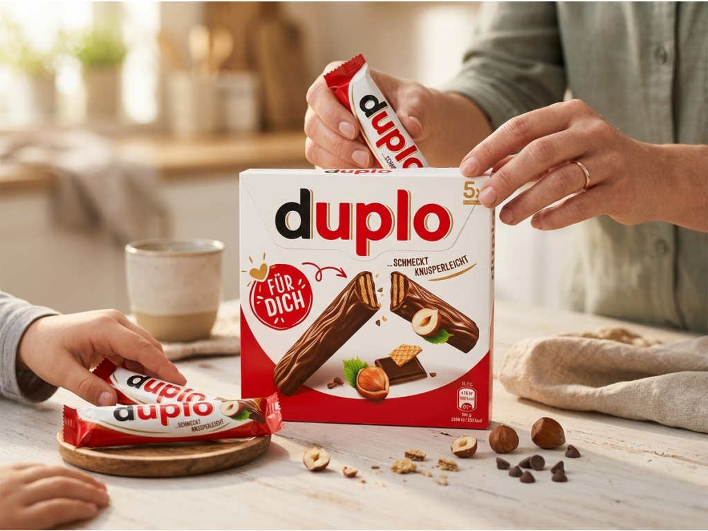 duplo čokoládové tyčinky s oplatkou a nugátovým krémem 5 ks, 91 g - společné mlsání