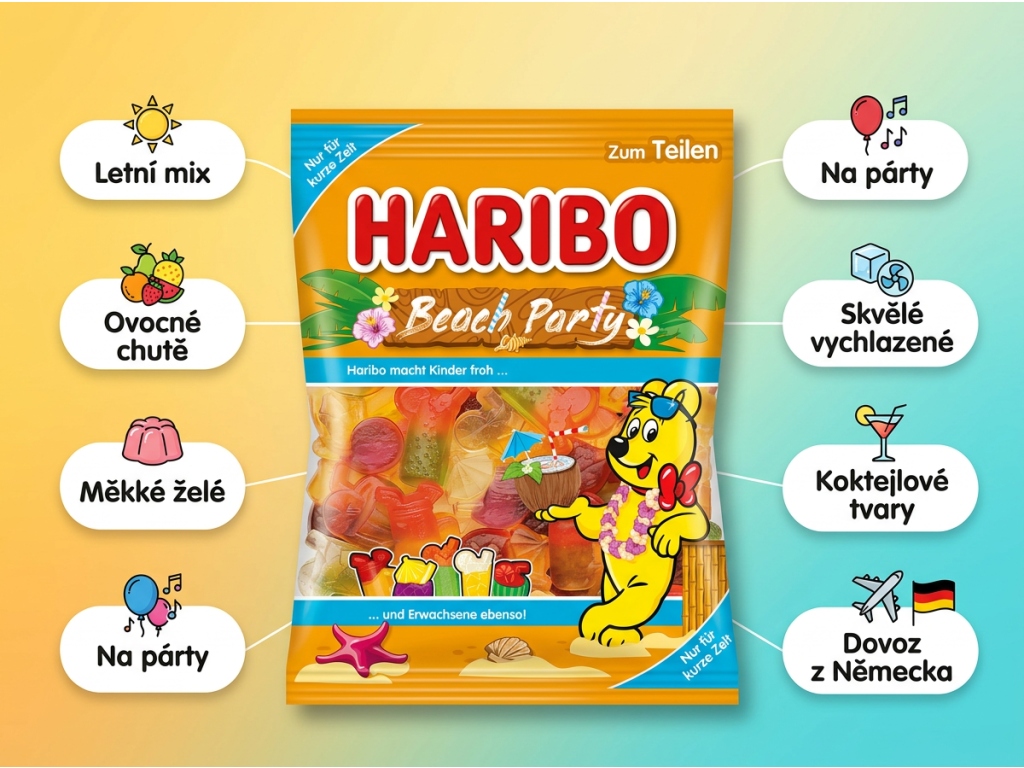 Haribo Beach Party želé bonbony 175 g - ovocné benefity