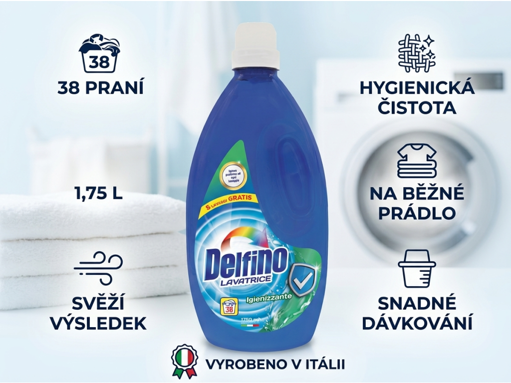 Výhody pracího gelu Delfino Igienizzante