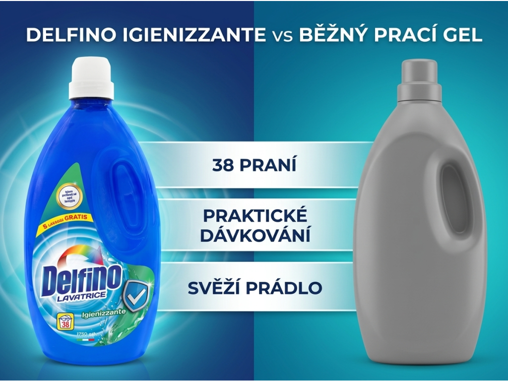 Srovnání pracího gelu Delfino Igienizzante
