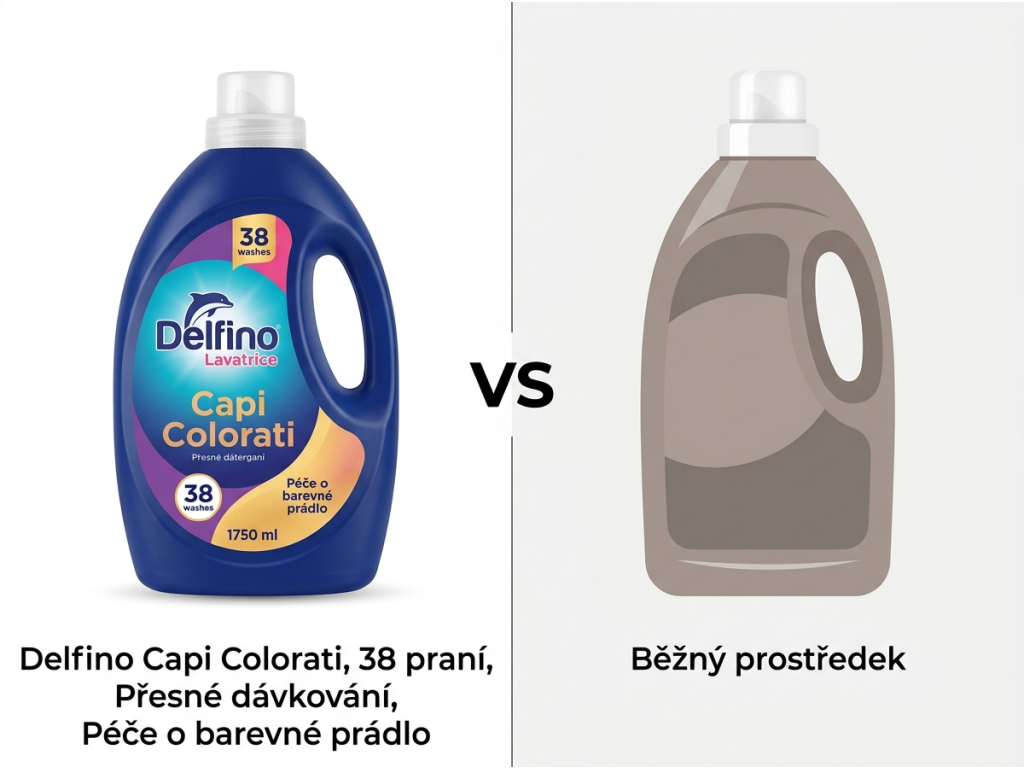 Srovnání Delfino Capi Colorati prací gel na barevné prádlo 38 praní, 1,75 l