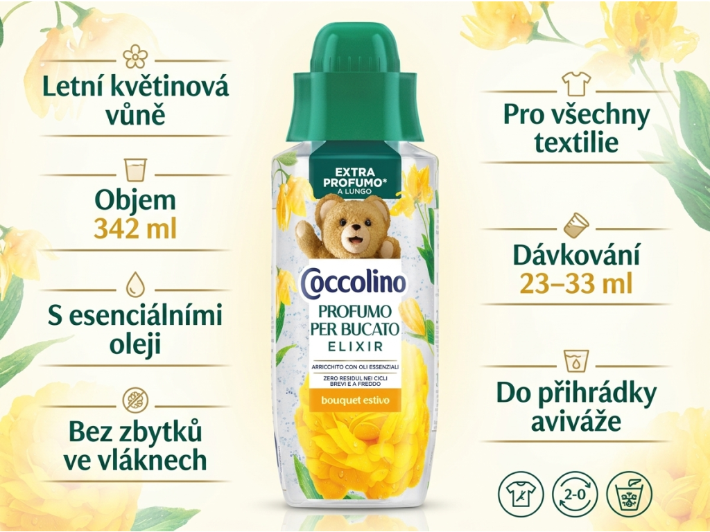 Coccolino Elixir Bouquet Estivo – výhody parfému na prádlo