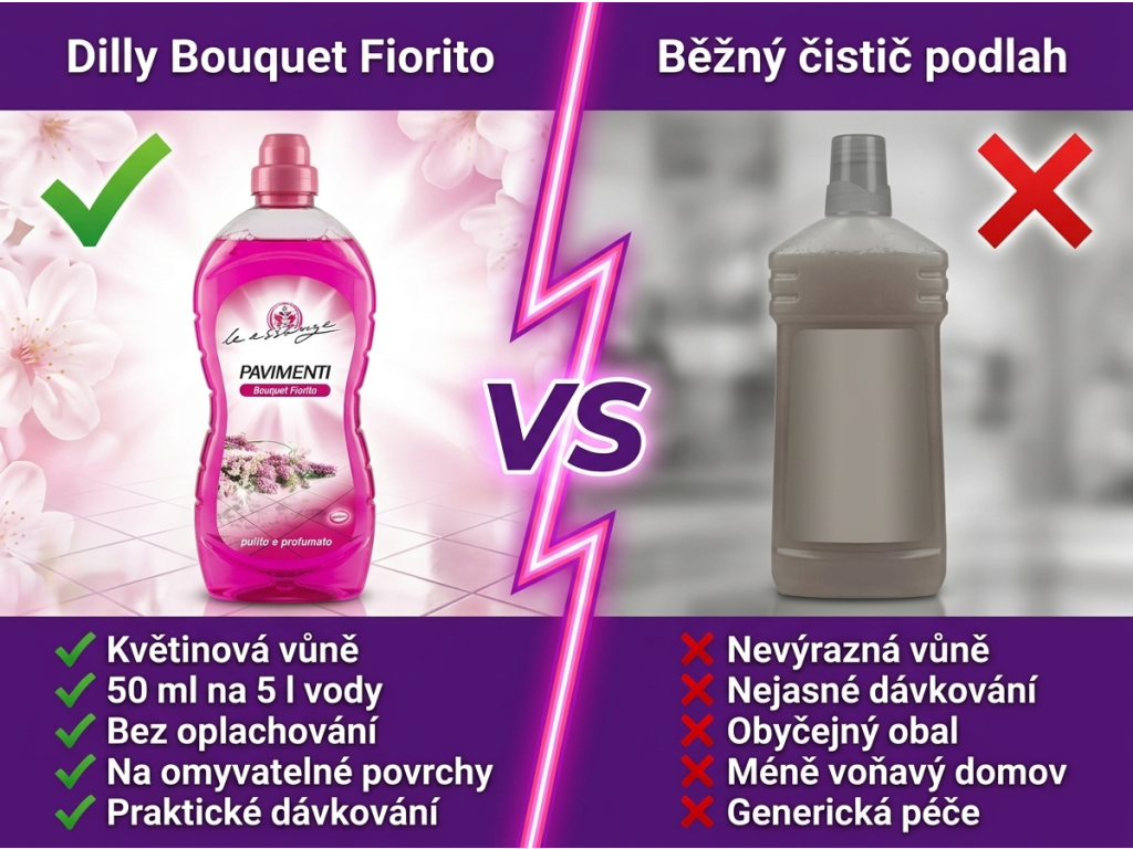 Dilly Le Essenze Bouquet Fiorito čistič na podlahy s květinovou vůní 1 l - srovnání