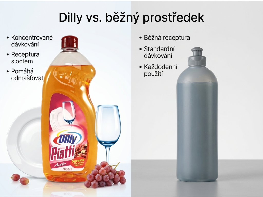 Srovnání Dilly Piatti Aceto s běžným prostředkem