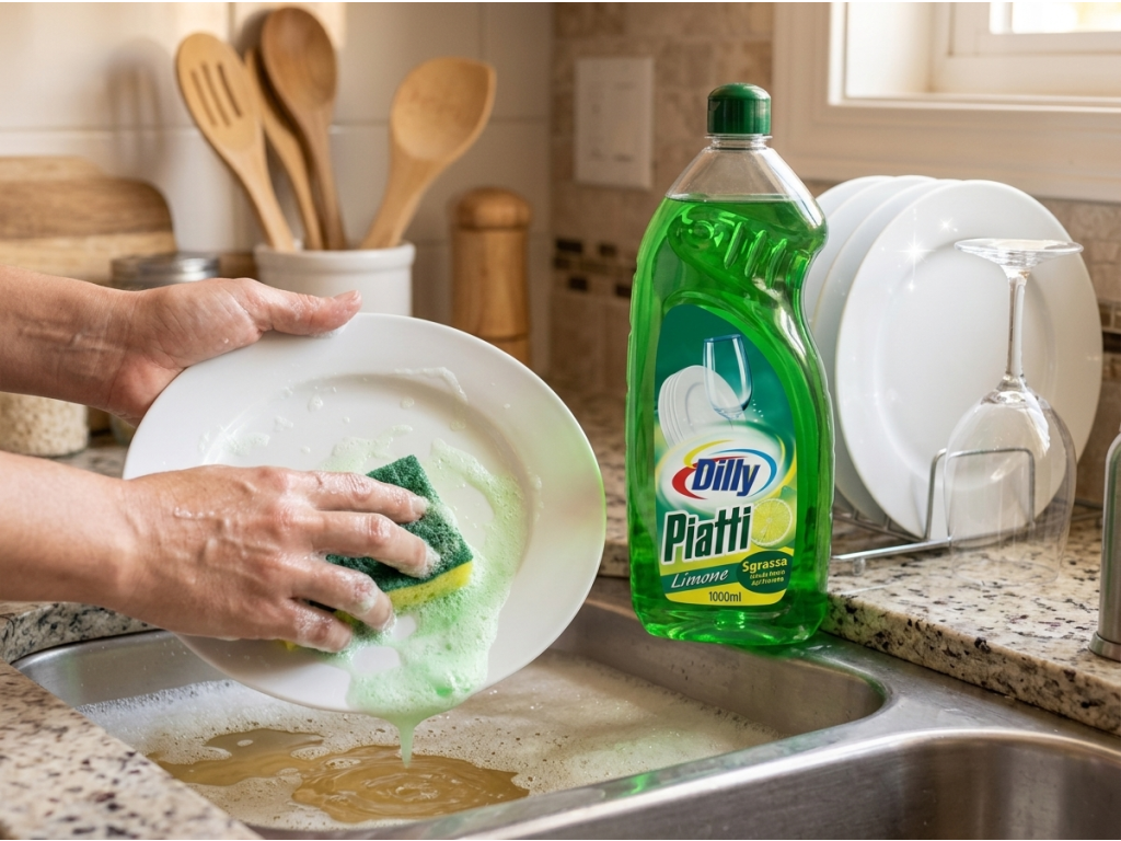 Dilly prostředek na mytí nádobí s vůní citronu 1000 ml při ručním mytí nádobí