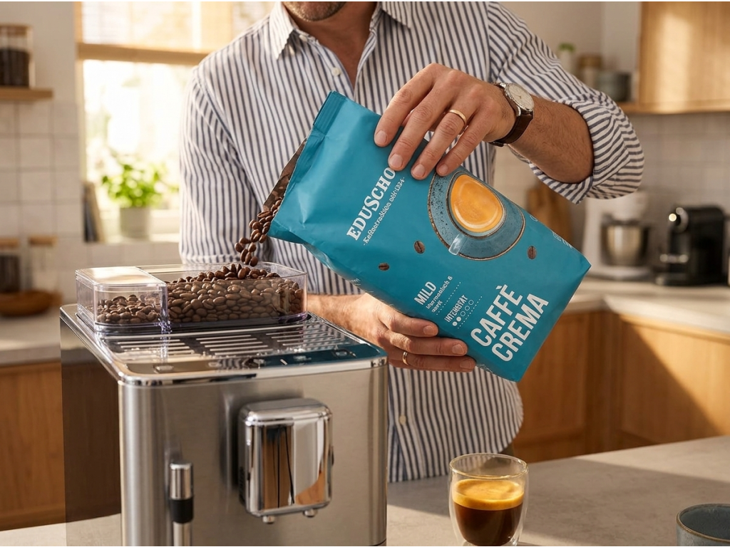 Eduscho Caffè Crema Mild při přípravě kávy