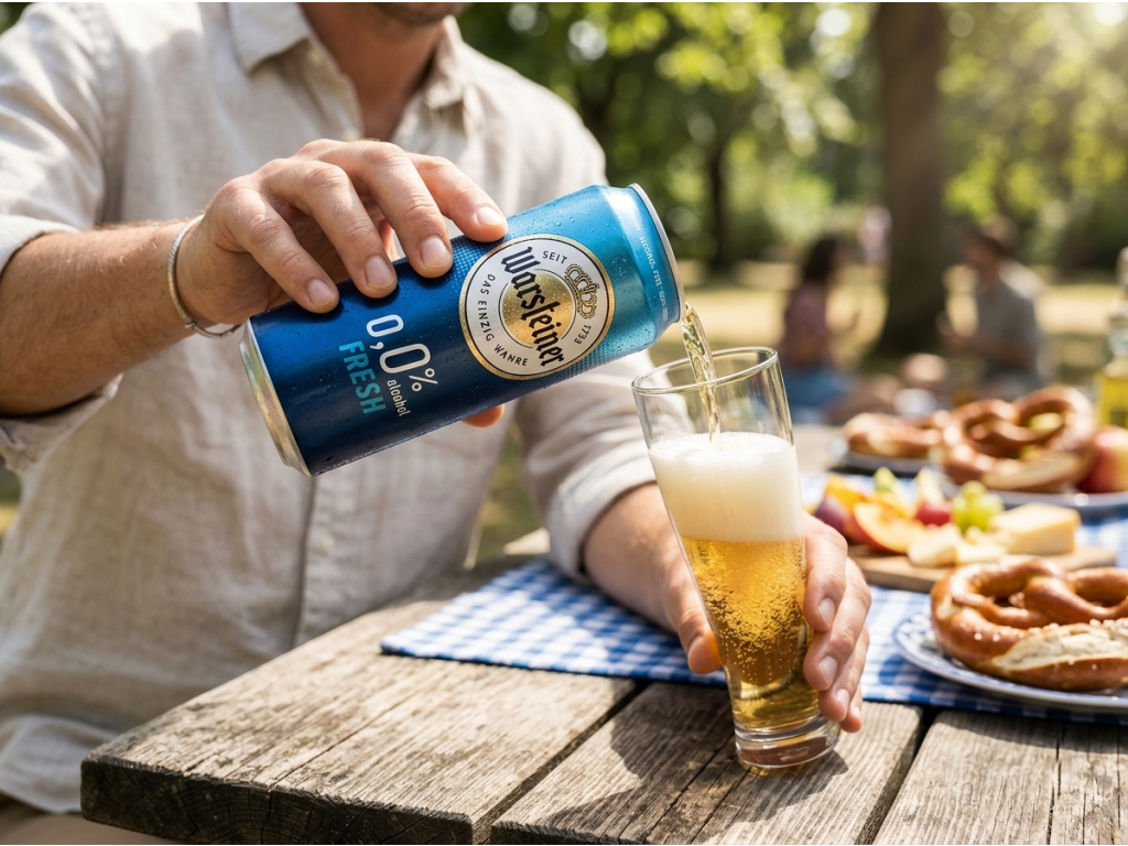 Warsteiner FRESH nealkoholické pivo 0,0 %, 0,5 l - podávání do sklenice