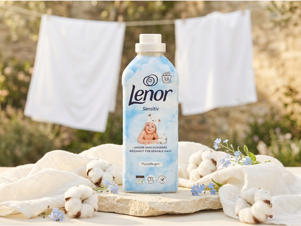 Lenor Sensitiv koncentrovaná aviváž 38 praní, 798 ml - péče o prádlo