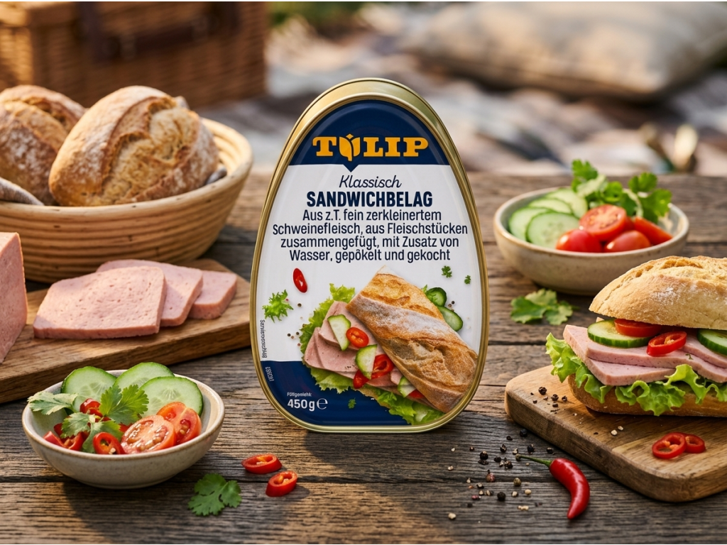 Tulip snídaňový lunchmeat z vepřového masa 450 g - přírodní servírování