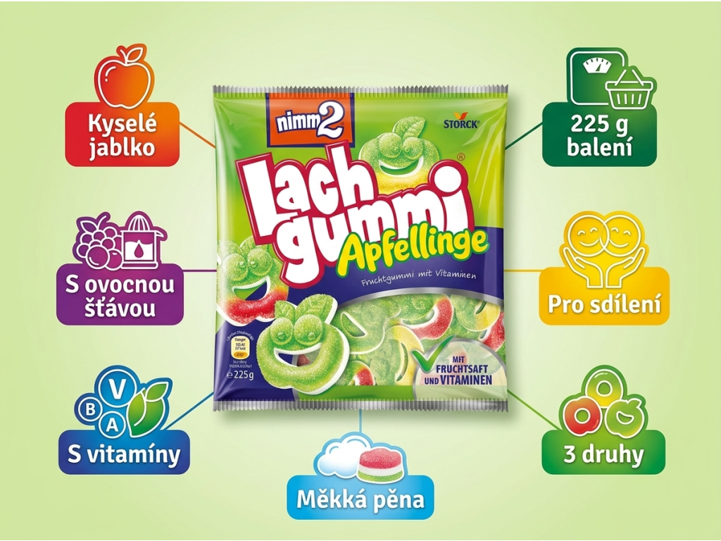 nimm2 kyselé jablečné želé kroužky s vitamíny 225 g - benefity
