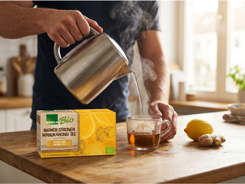 Edeka Bio zázvorovo-citronový čaj s manukovým medem, 20 sáčků, 40 g - příprava čaje