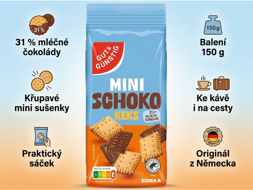 G&G mini sušenky s mléčnou čokoládou – přehled výhod