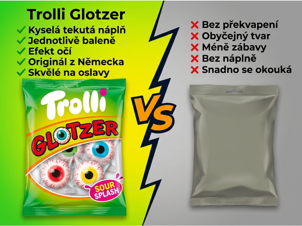 Trolli Glotzer kyselé želé oči 4 ks, 75 g - srovnání