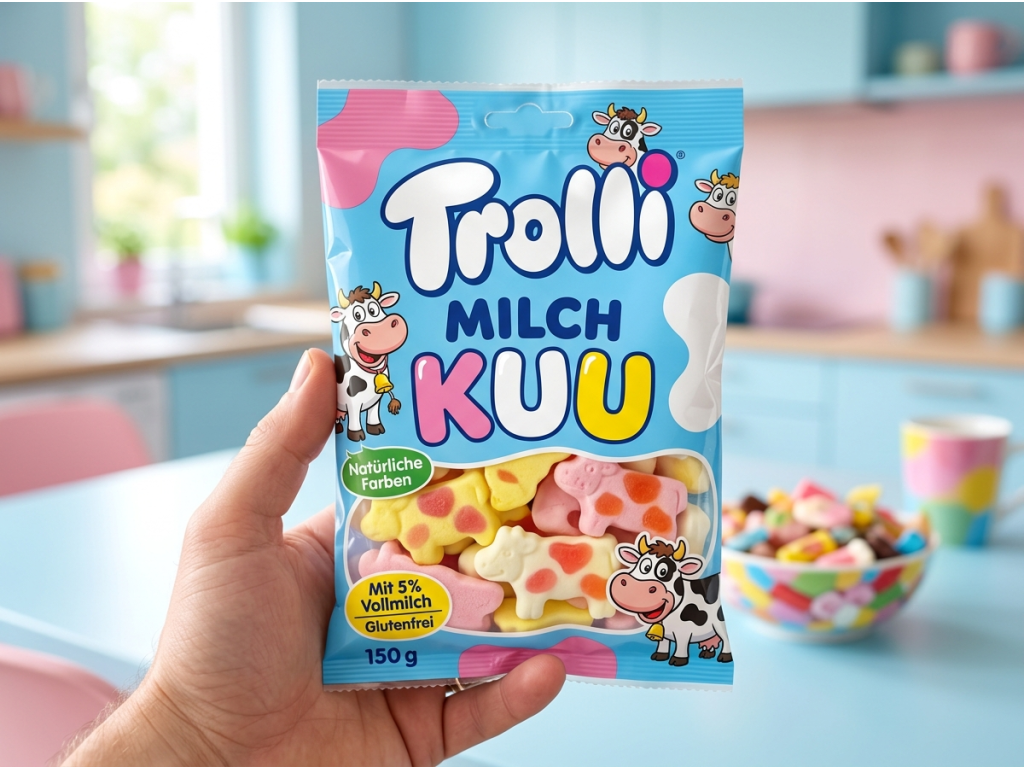 Trolli Milch Kuu mléčné kravičky 150 g - sáček v ruce