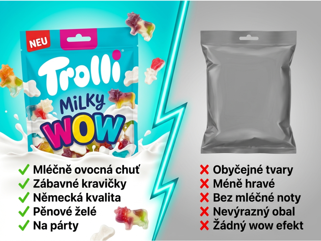 Trolli Milky WOW pěnové gumové bonbony 150 g - srovnání