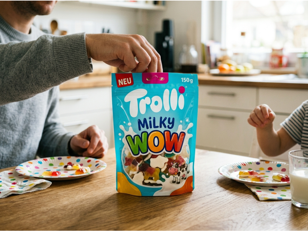 Trolli Milky WOW pěnové gumové bonbony 150 g pro společné mlsání