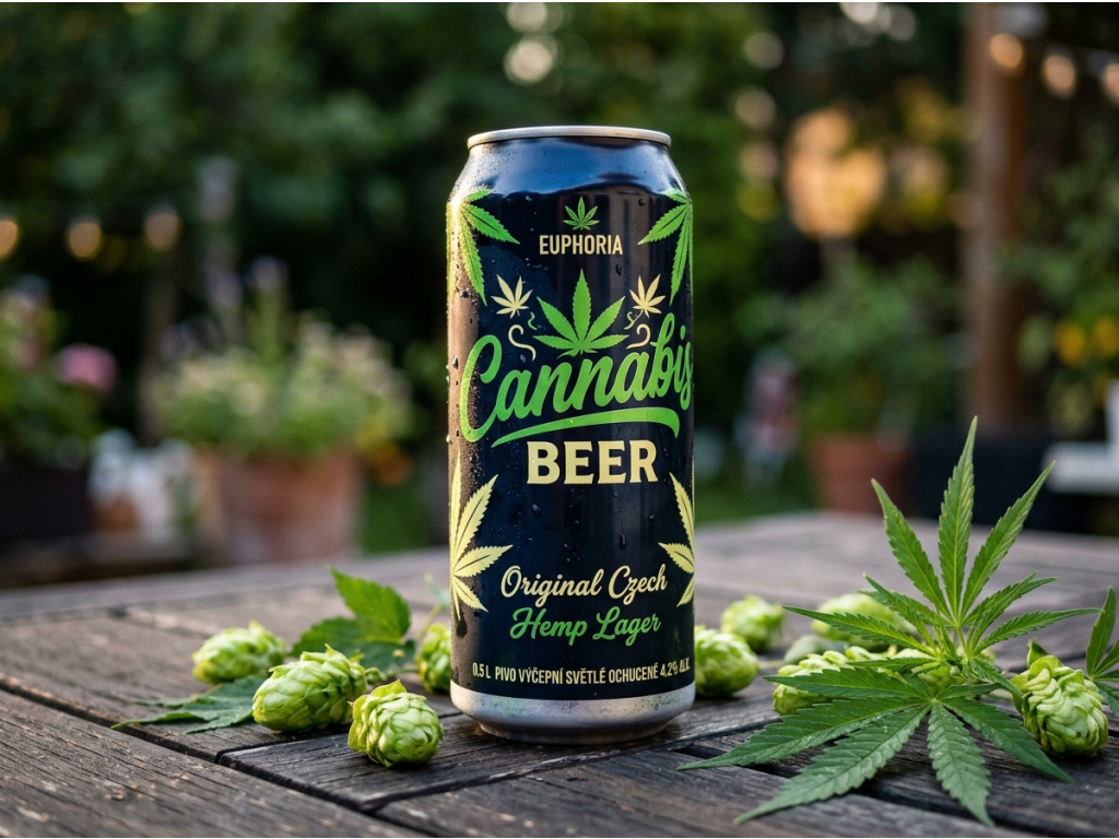 Euphoria konopné pivo v plechovce 500 ml - přírodní kontext