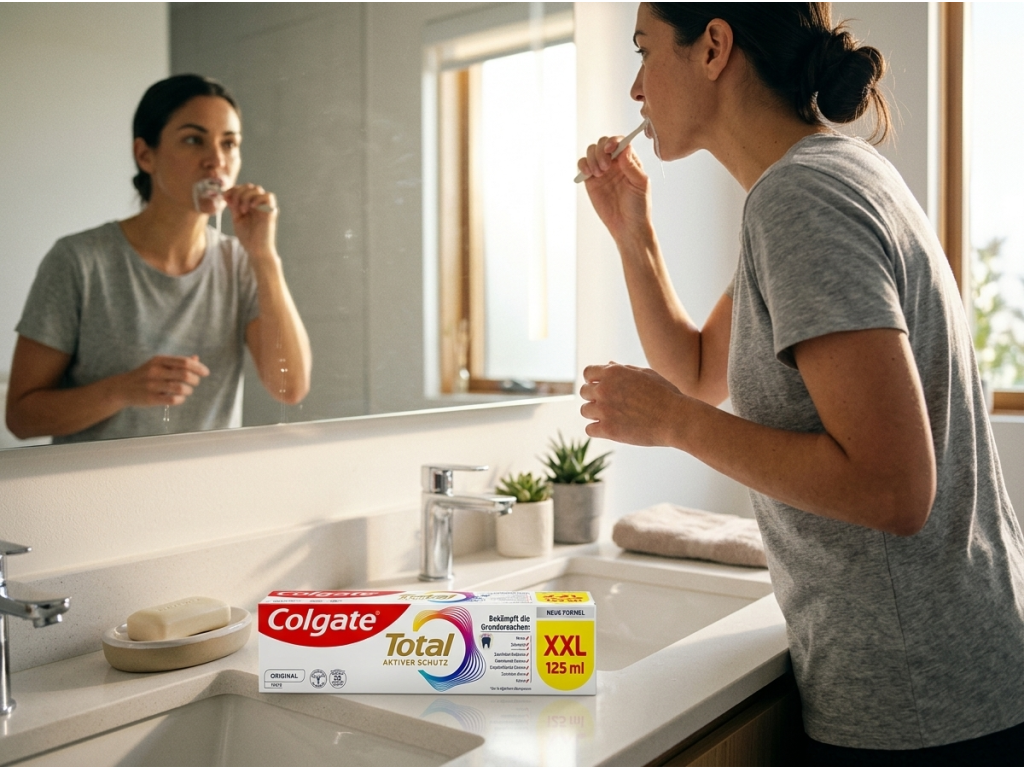 Colgate Total Original zubní pasta pro kompletní ochranu XXL 125 ml - použití při čištění zubů
