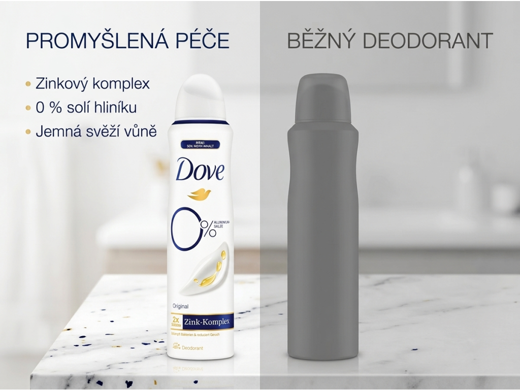 Srovnání Dove deodorantu Original 150 ml