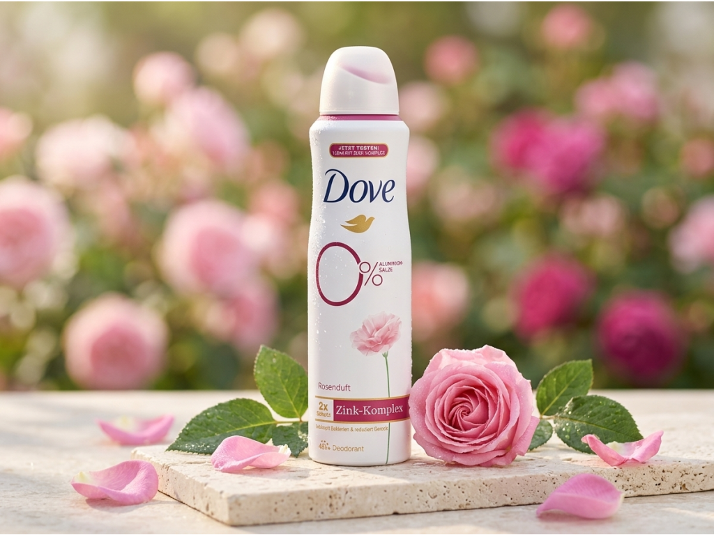 Dove deodorant ve spreji se zinkovým komplexem a vůní růží 150 ml – růžová svěžest
