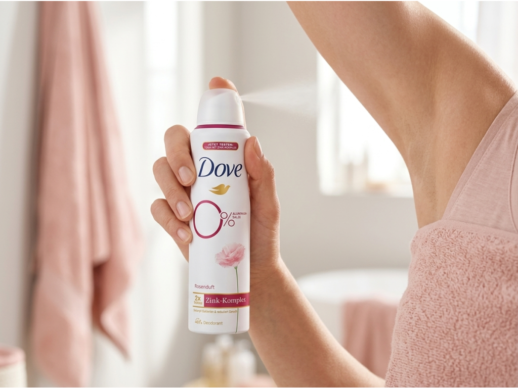 Dove deodorant ve spreji se zinkovým komplexem a vůní růží 150 ml – správné použití