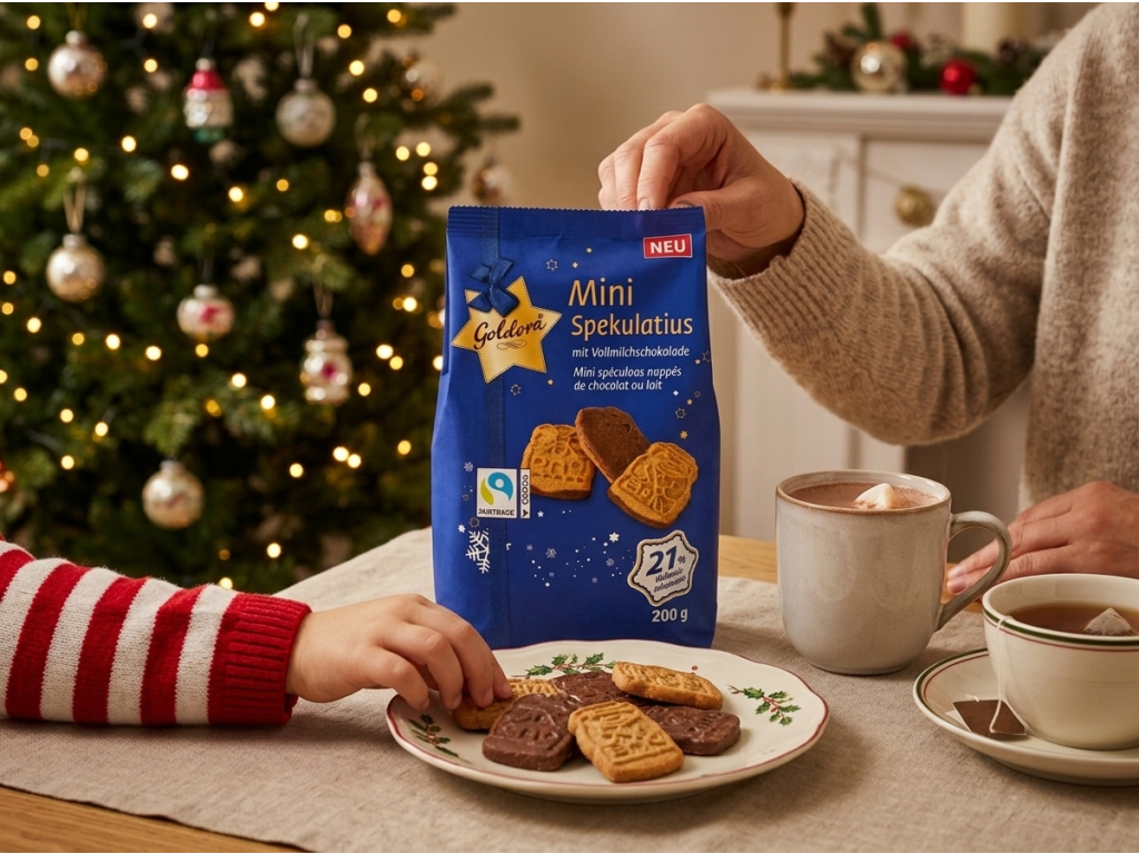 Goldora vánoční mini kořeněné sušenky s mléčnou čokoládou 200 g - sváteční pohoštění