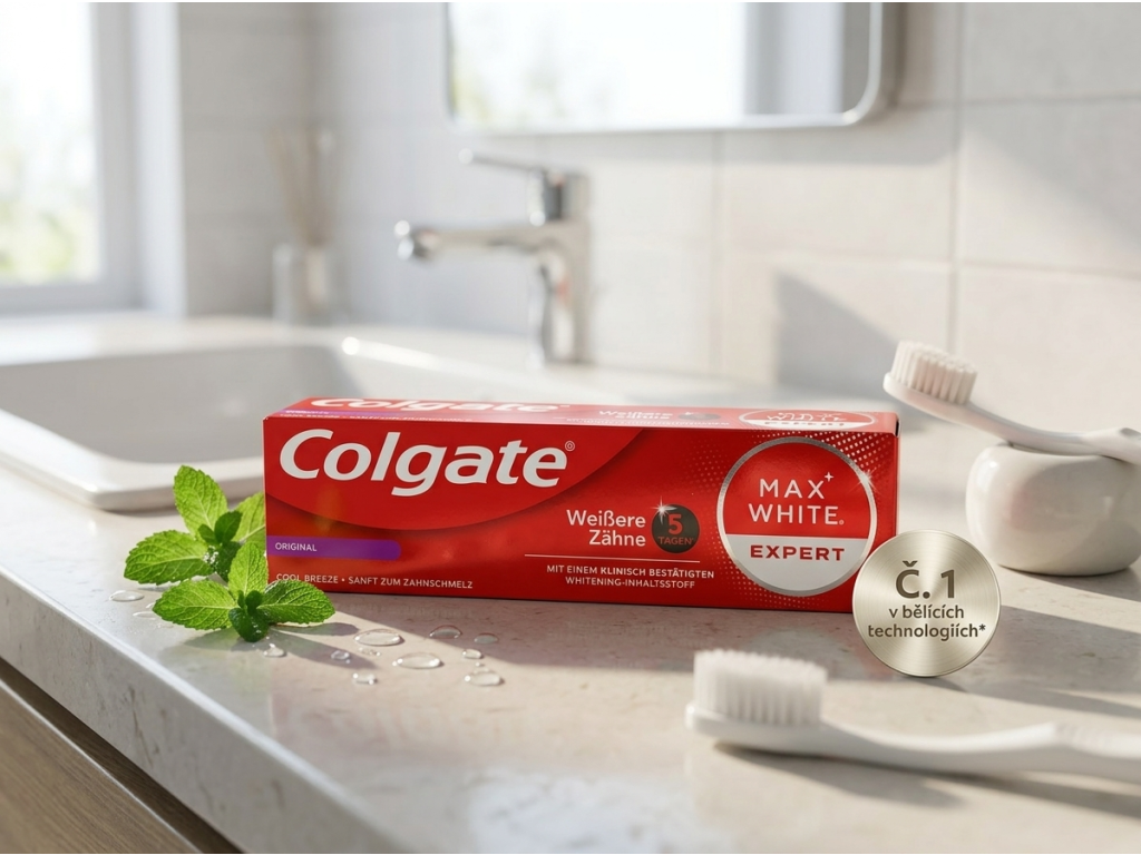 Colgate Bělící zubní pasta Max White Expert 75 ml - svěží koupelnová péče