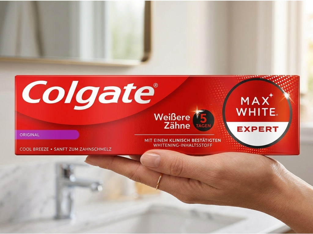 Colgate Bělící zubní pasta Max White Expert 75 ml - balení v ruce