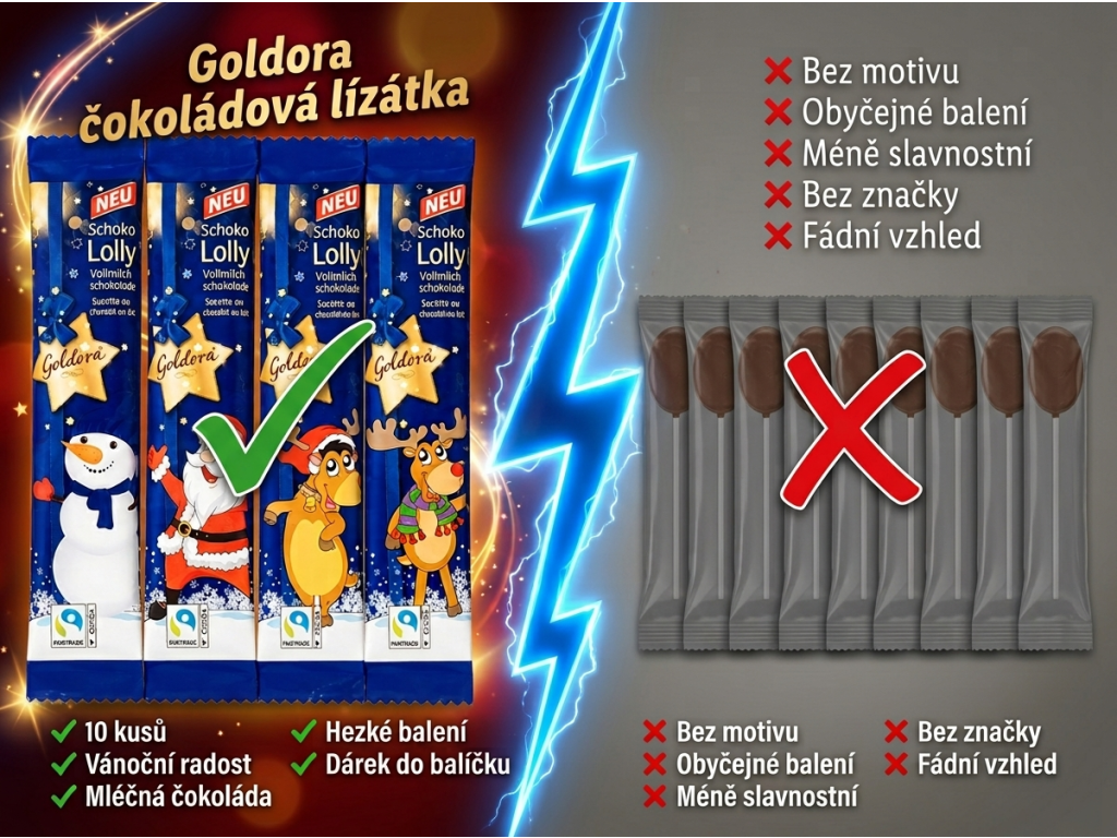 Goldora vánoční lízátka z mléčné čokolády 10 ks, 150 g - srovnání